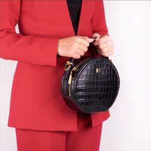 Michael Kors Leather Embossed Canteen Crossbody Black New